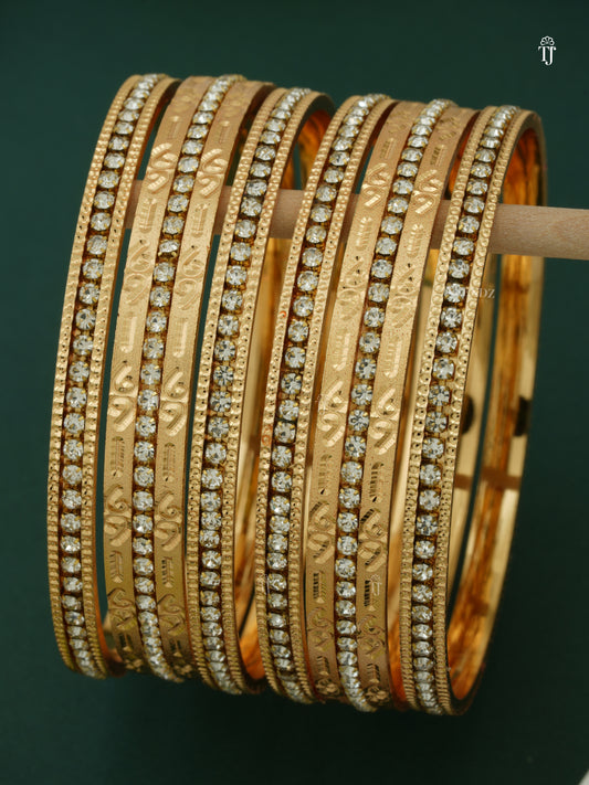 Ladies CNC Bangles | White Special Shape Design Set for Women