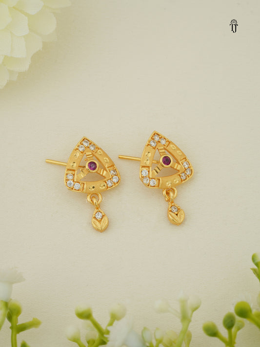 Latest Earrings Design | Triangle Shape Brass Earrings with AD Diamonds