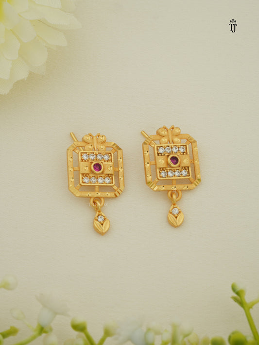 Latest Gold Earrings for Women | Square Shape & Butterfly Brass Earrings with AD Diamonds
