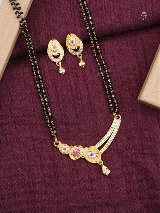 Latest Gold Mangalsutra Designs | Exclusive Designer Mangalsutra with AD Diamonds & Black Beads