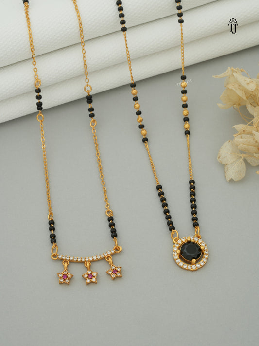 Latest Mangalsutra Design | Star & Round AD Diamond Collection (2 Mangalsutra)
