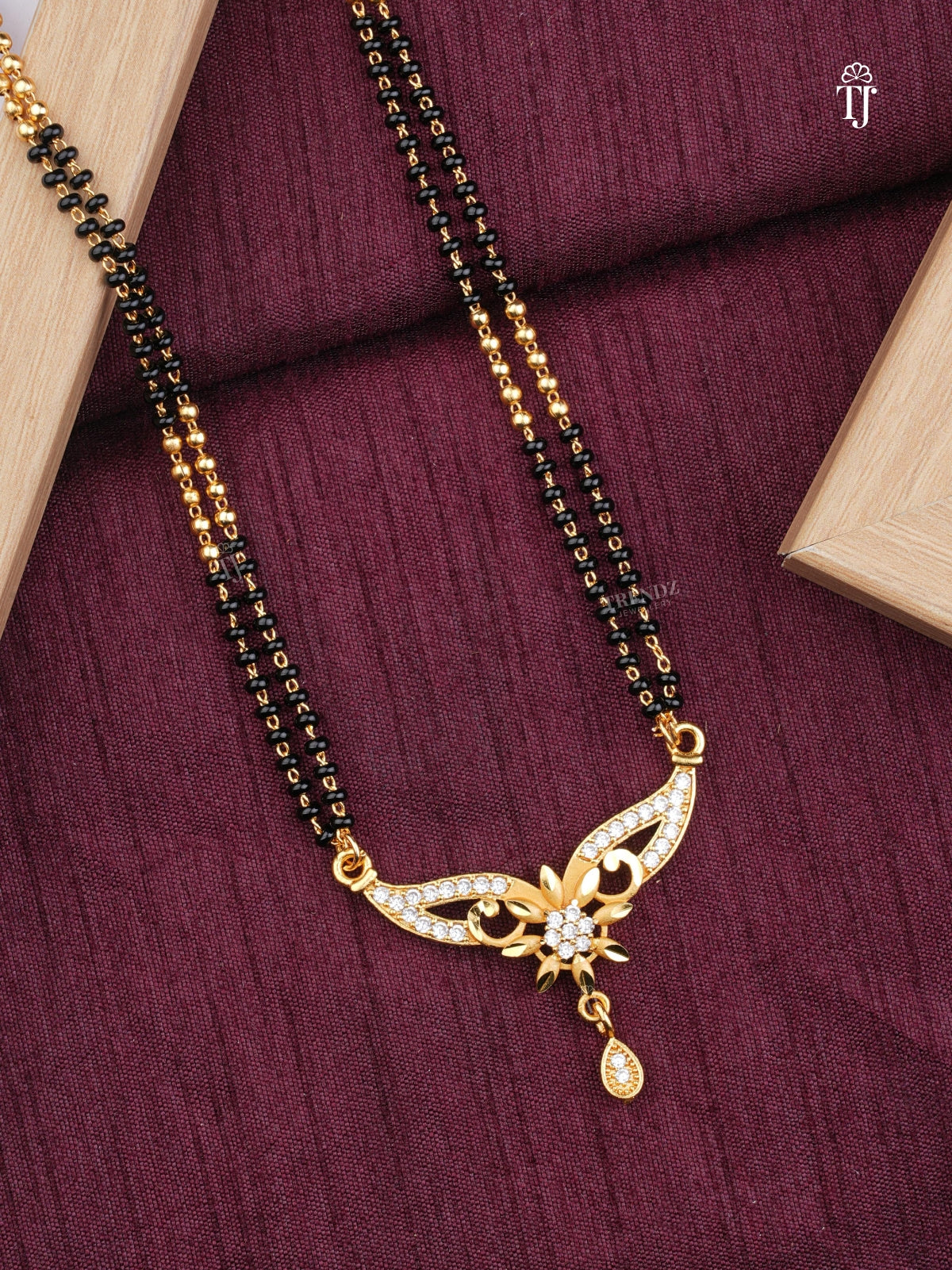 Latest Mangalsutra Design | Stylish AD Diamond & Black Beads Mangalsutra