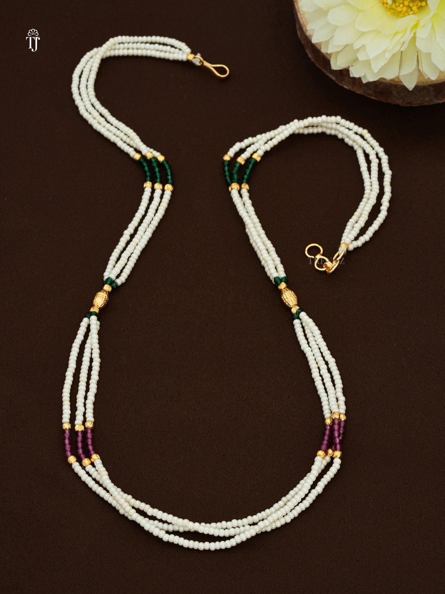 Latest Moti Mala for Women | Multi-Color Pearl Necklace with Gold-Plated Beads