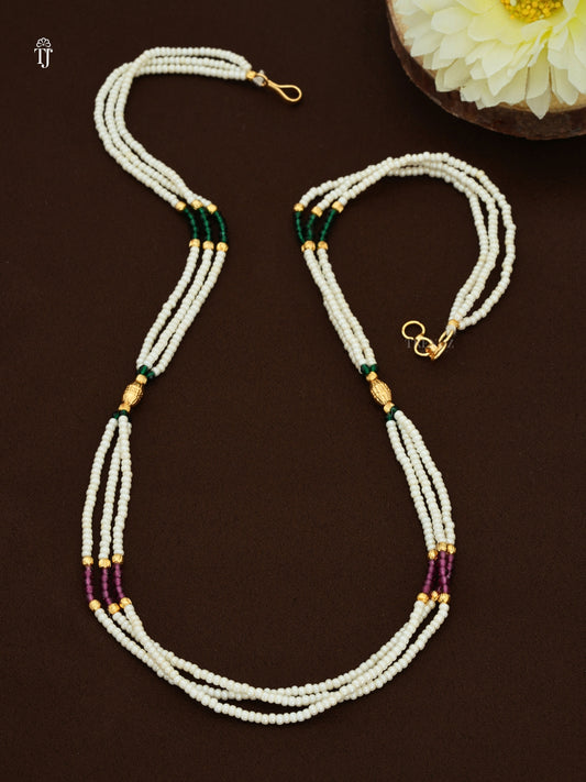 Latest Moti Mala for Women | Multi-Color Pearl Necklace with Gold-Plated Beads
