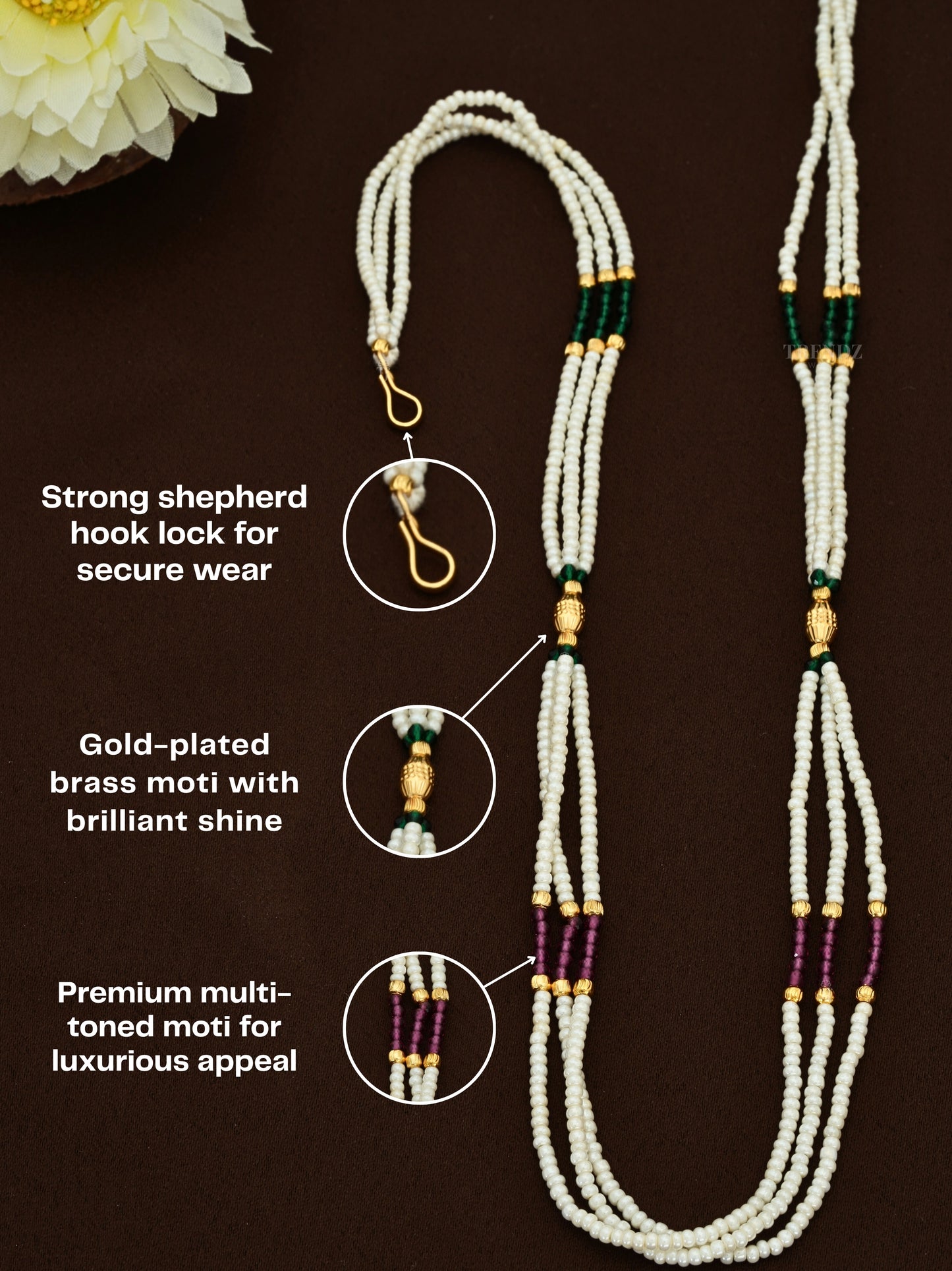 Latest Moti Mala for Women | Multi-Color Pearl Necklace with Gold-Plated Beads