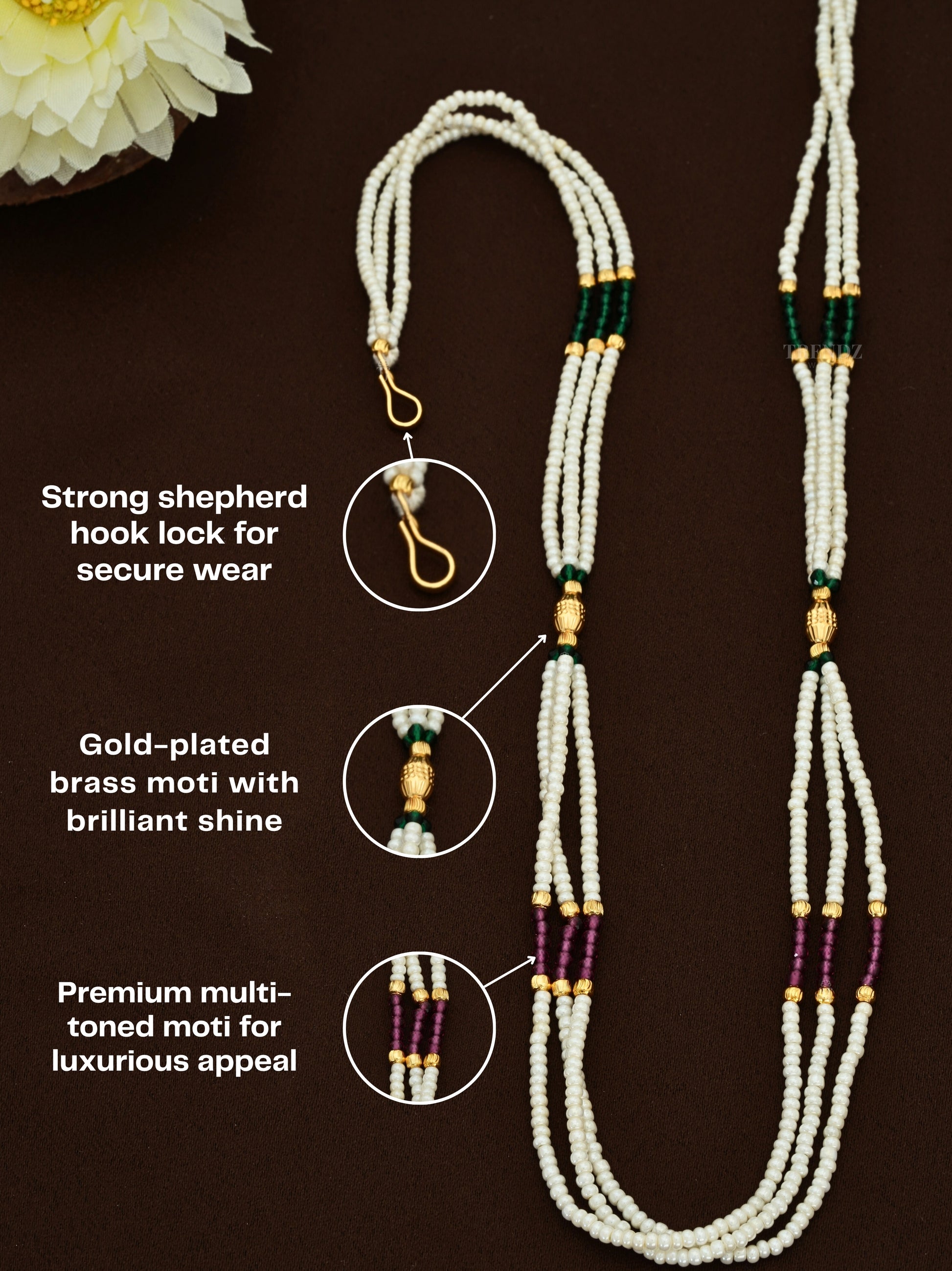 Latest Moti Mala for Women | Multi-Color Pearl Necklace with Gold-Plated Beads