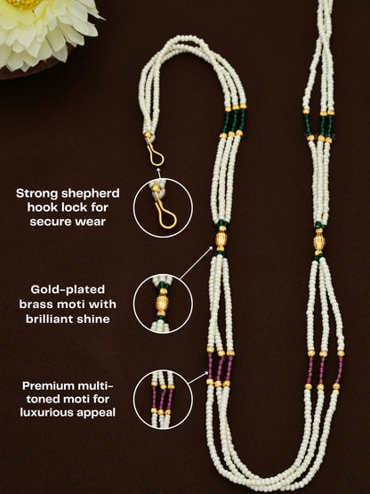 Latest Moti Mala for Women | Multi-Color Pearl Necklace with Gold-Plated Beads
