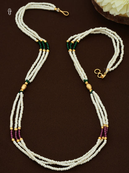 Latest Moti Mala for Women | Multi-Color Pearl Necklace with Gold-Plated Beads