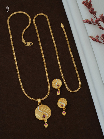 Latest Pendant Design | S-Shape Diamond Pendant & Earrings for Ladies (1 Set)