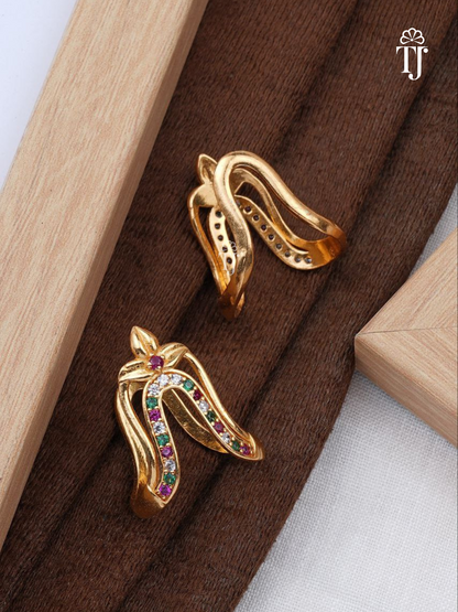 Modern Adjustable Artificial Rings for Ladies | Trendy Free Size Brass Ring (1 Pc)