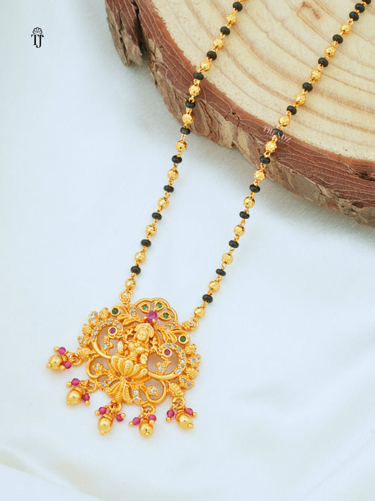 Traditional Multi Stone Lakshmi Mangalsutra | Temple Jewellery Set