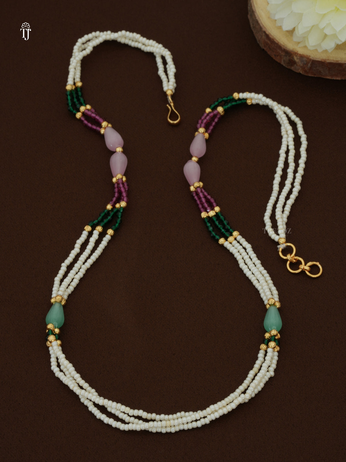 Multicolor Beads Pearl Necklace Price | Buy Beautiful Multi-Color Moti Mala with Quartz Drop Beads