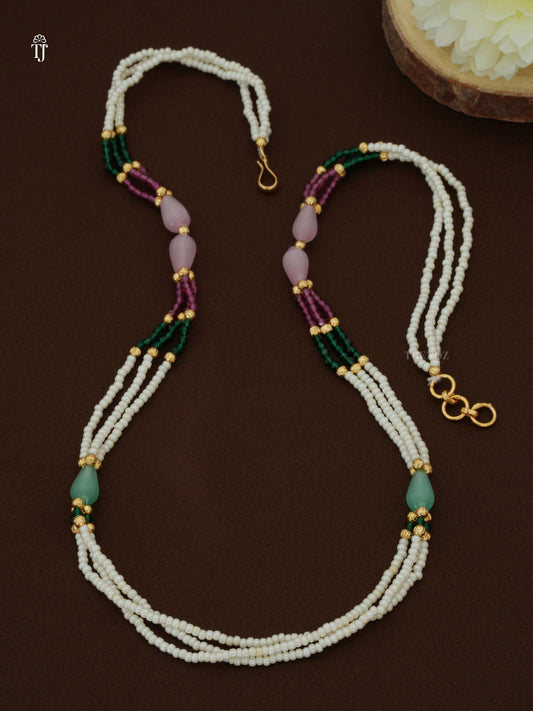 Multicolor Beads Pearl Necklace Price | Buy Beautiful Multi-Color Moti Mala with Quartz Drop Beads