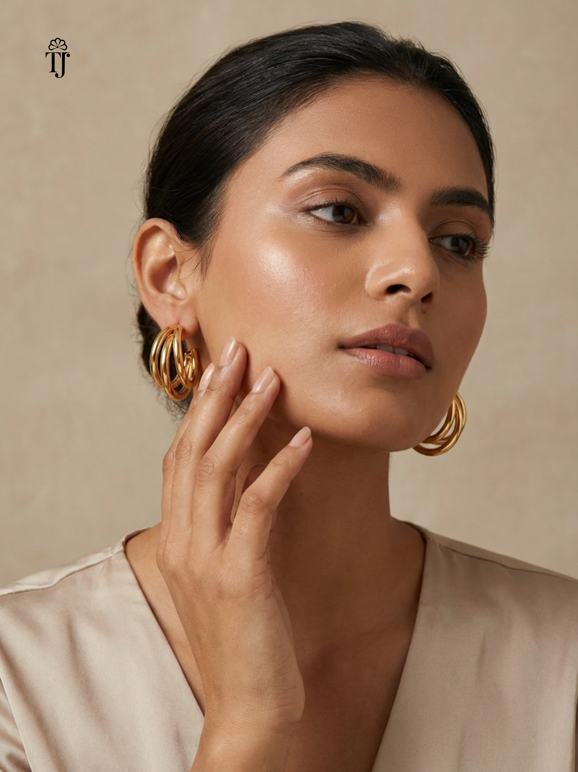 New Design Earrings Artificial | Triple Hook 18k Gold Plated Earrings