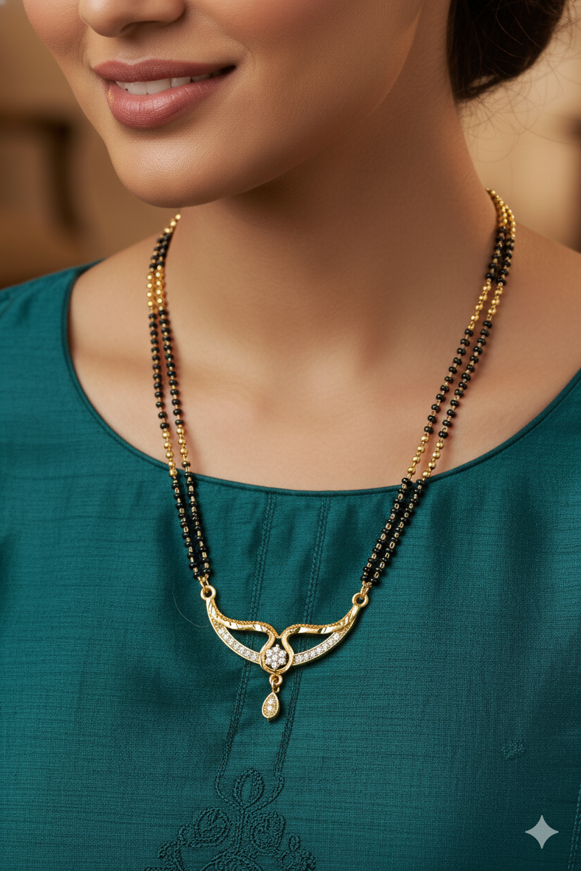 Offer Buy 1 Get 1 free : Buy 1 Micro Gold Plated Mangalsutra Get 1 Two Layer Mala Free