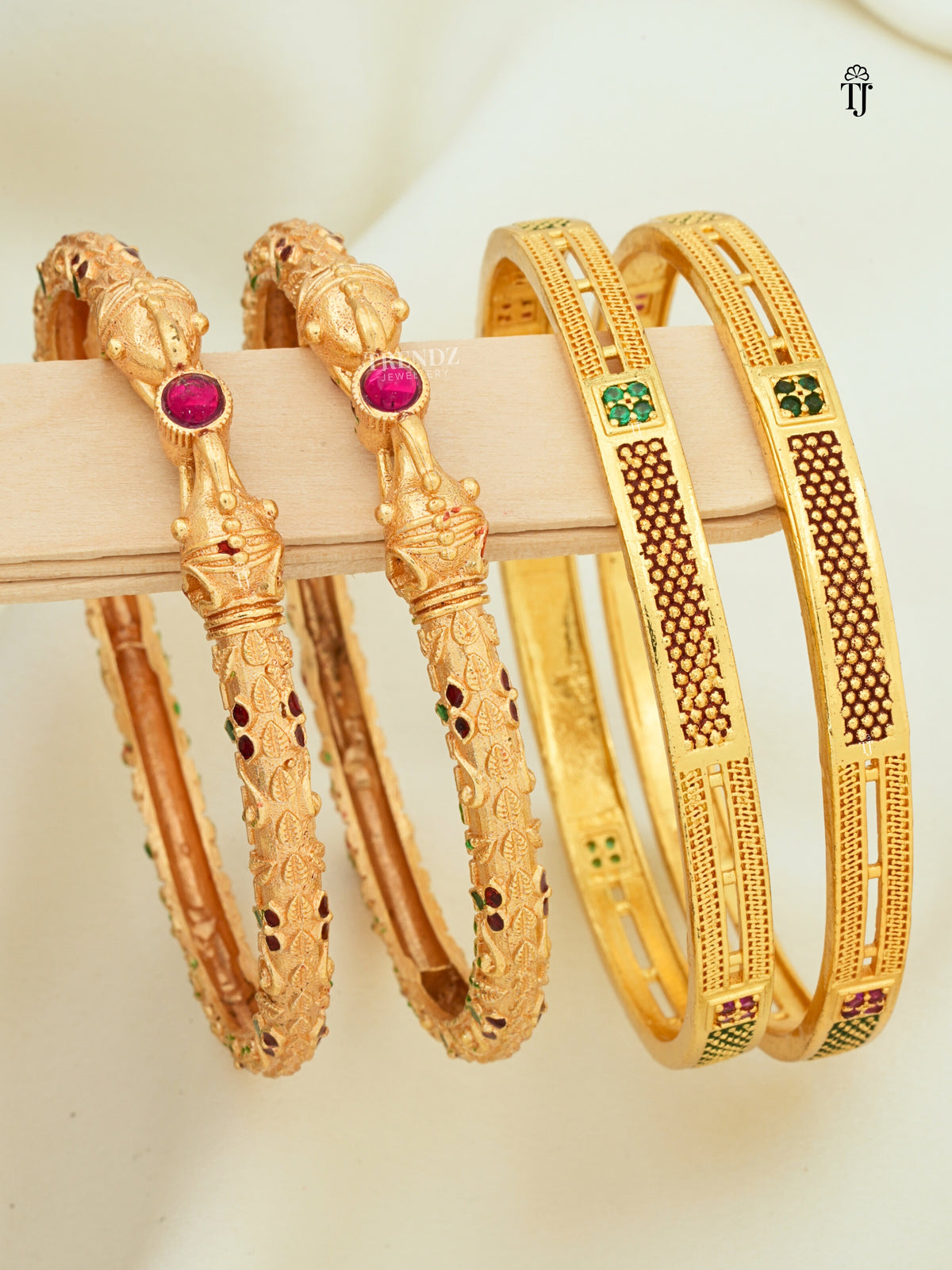 Oxidized Daily Wear Bangles Combo of 2 Pair | Elephant Design & Oxidised AD Diamond Bangles