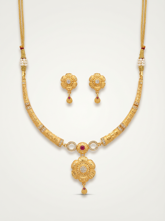 Real Gold Replika Hansadi Set With 1 Gram Real Gold Finish