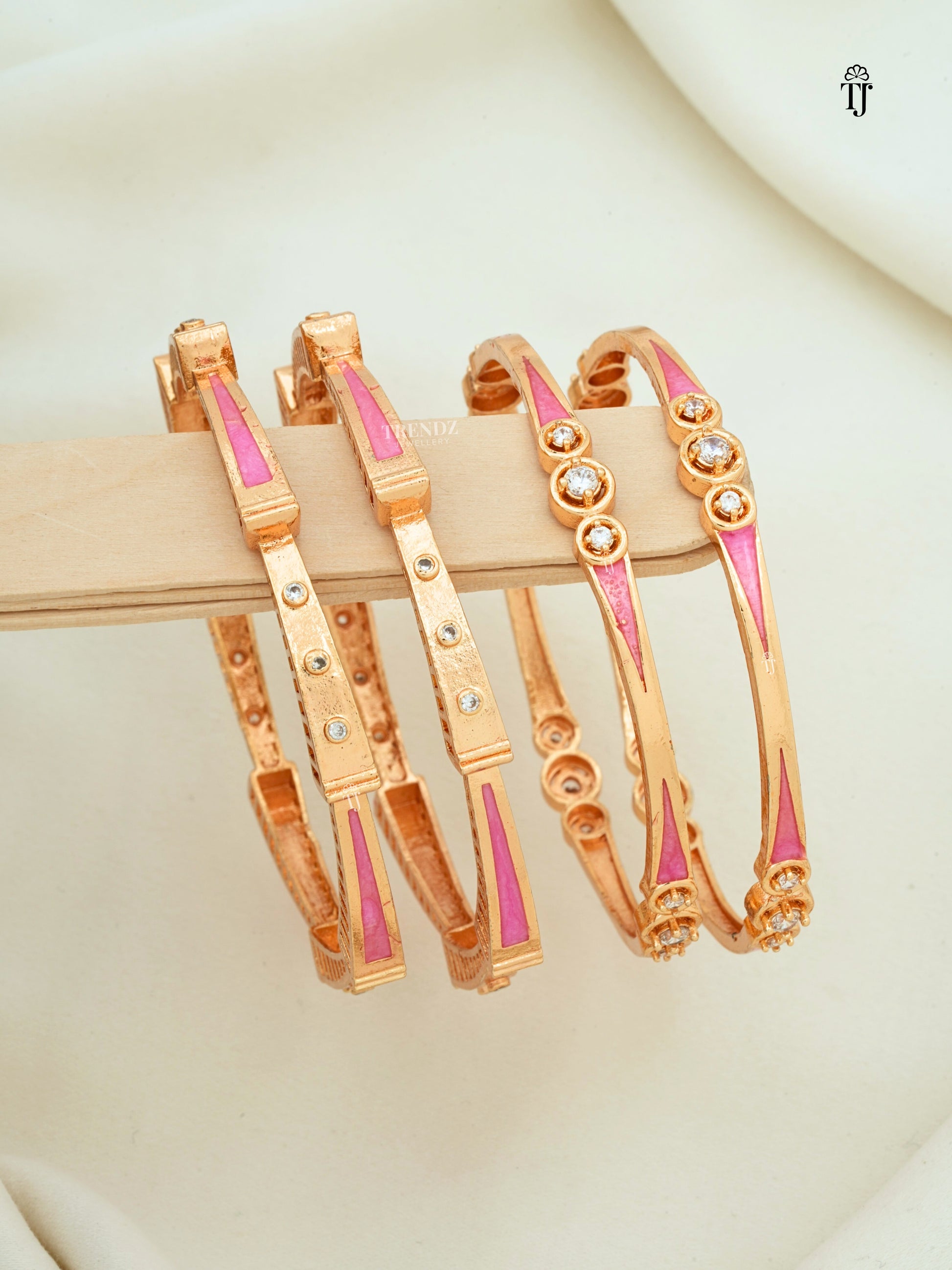 Rose Gold Daily Wear Bangles Set of 2 Pair | Premium Designer & Slim Pattern Bangles