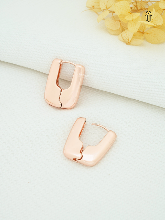 Rose Gold Earrings Artificial | Stylish Rose Gold Plated Hoop Earrings