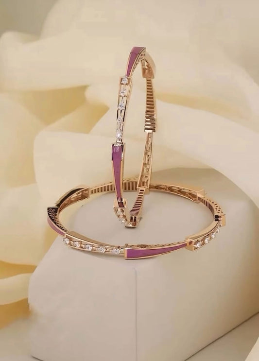 Rose Gold Meenakari Bangles with Price | Latest 2025 Designer AD Brass Bangles