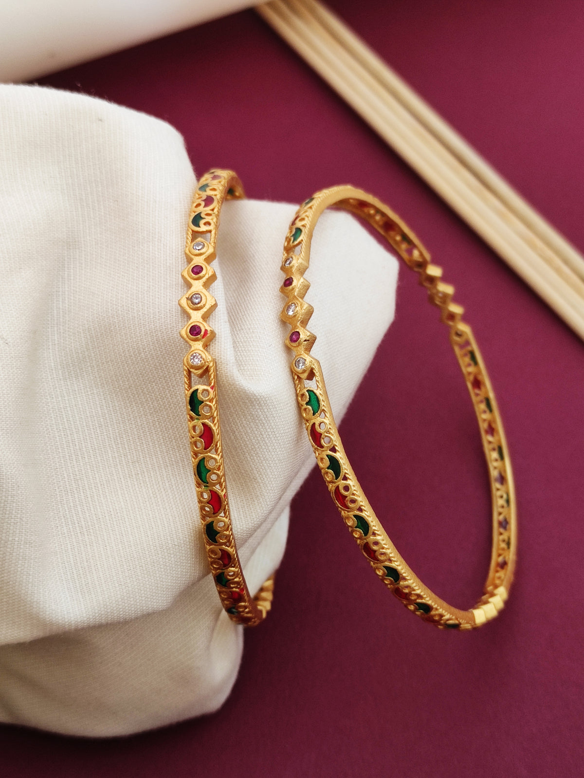 Stylish Beautiful Designer Daily Wear Bangles With Micro Gold Plating pack of 2 Pieces (1 pair)