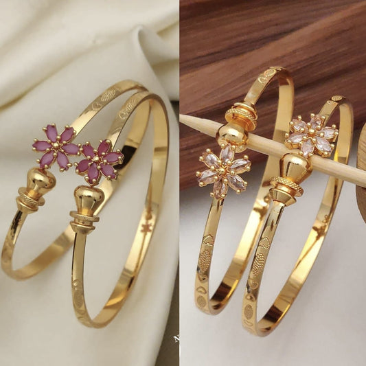 Stylish Daily Wear Adjustable Combo Flower Shape Bracelets Bracelets For Women & Girls Pack Of 4 Piece   ( 2 Pair)