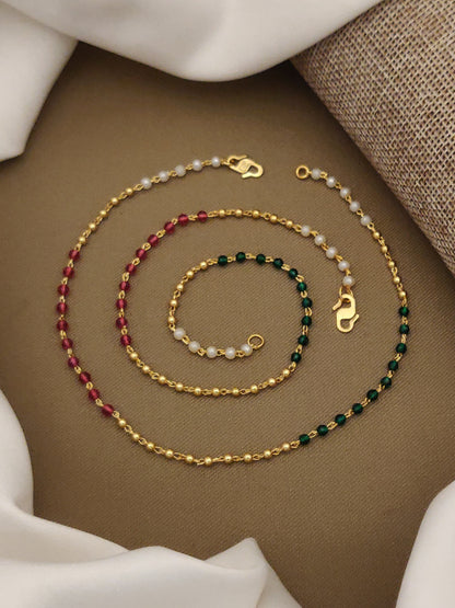 Stylish Daily Wear Anklets With Micro Gold Finish ( 10 " Inch )