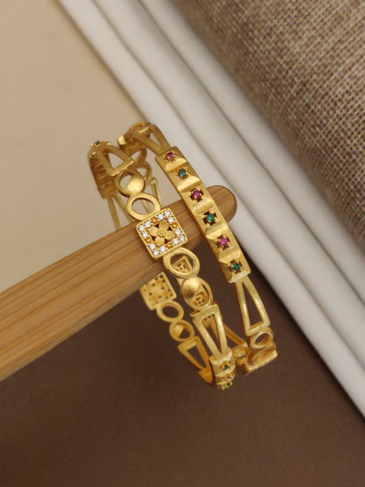 Stylish Daily Wear Gold  Plated Bangles for wedding Pack Of 2 Pis ( 1 Pair )