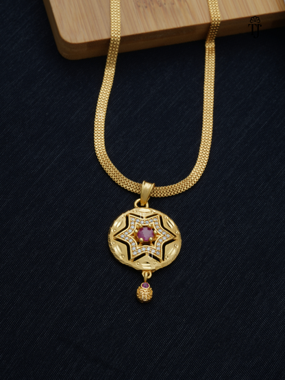 Traditional Gold Plated Set for Women | Royal Pendant and Earrings Set