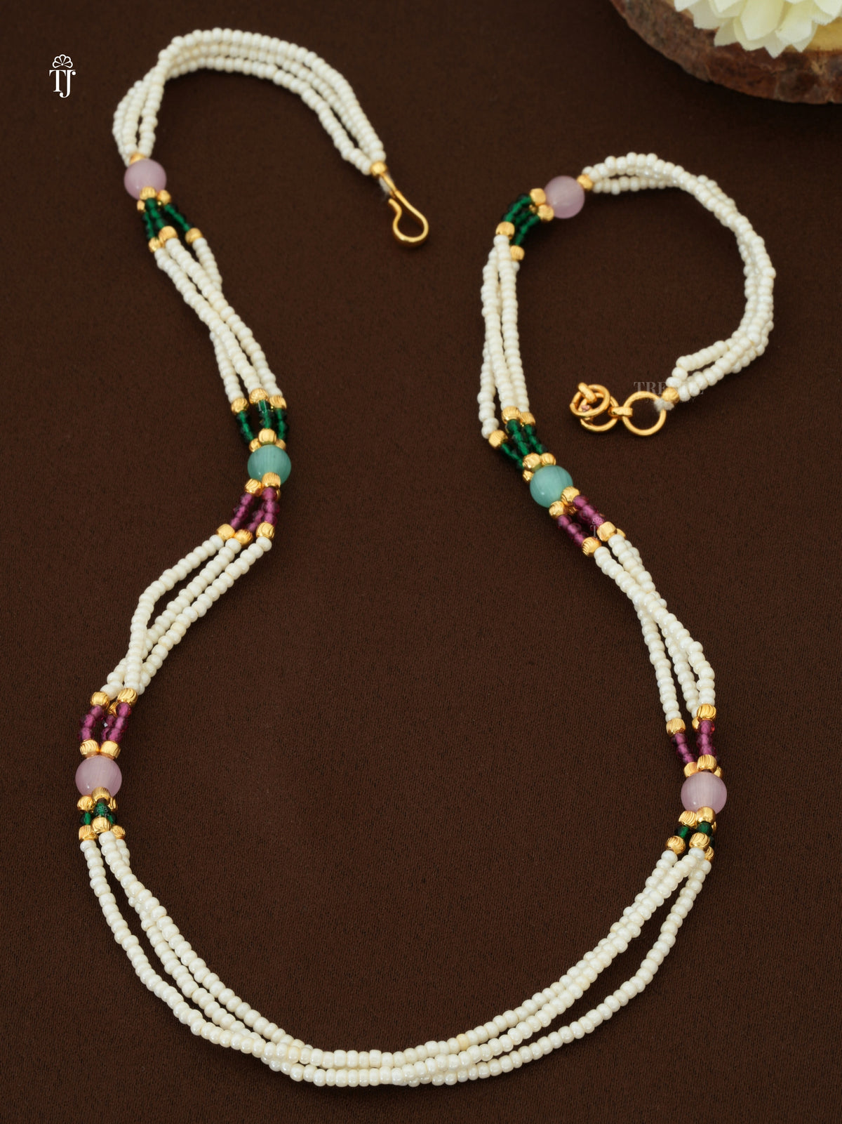 Traditional Pearl Mala Necklace | Multi-Color Moti Mala with Bold Pearls & Shepherd Hook