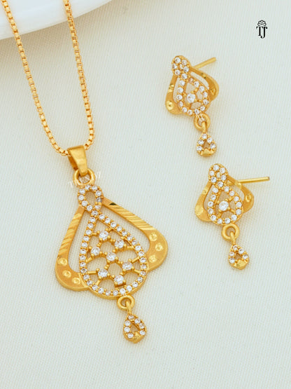 Unique Pendant Designs For Women | Ruby Stone & AD Diamond Necklace Set for Women