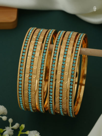 Women CNC Bangles with Diamond | Ferozi Heart Design Set for Women