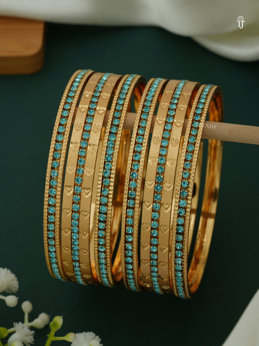 Women CNC Bangles with Diamond | Ferozi Heart Design Set for Women