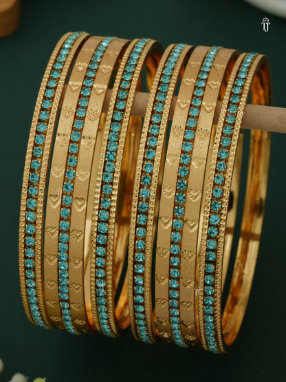 Women CNC Bangles with Diamond | Ferozi Heart Design Set for Women