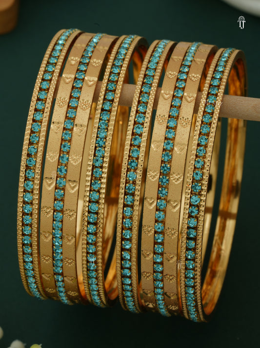 Women CNC Bangles with Diamond | Ferozi Heart Design Set for Women