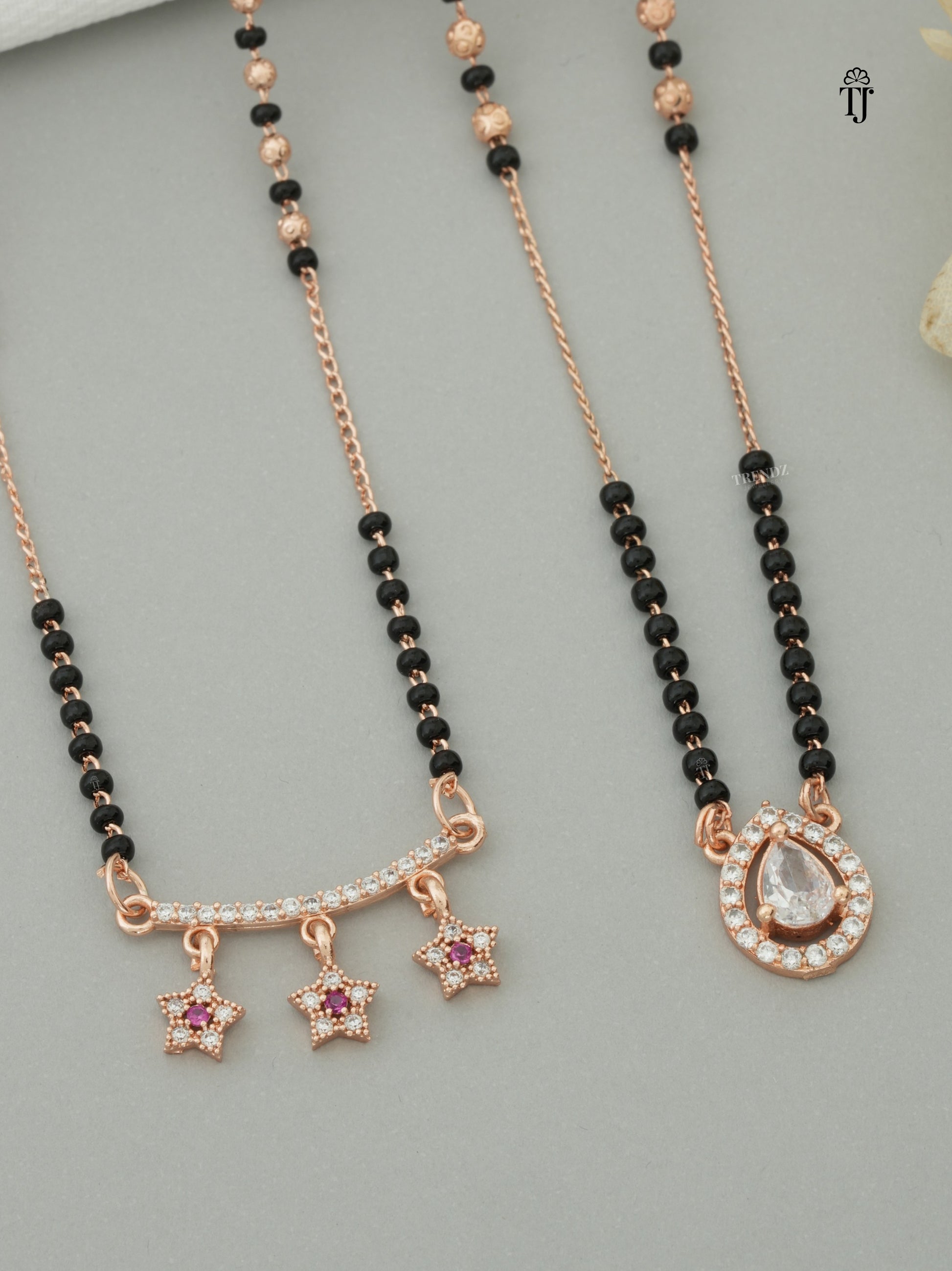 Women Fancy Mangalsutra Design | Star & Unique Rose Gold AD Diamond Set (2 Pcs)
