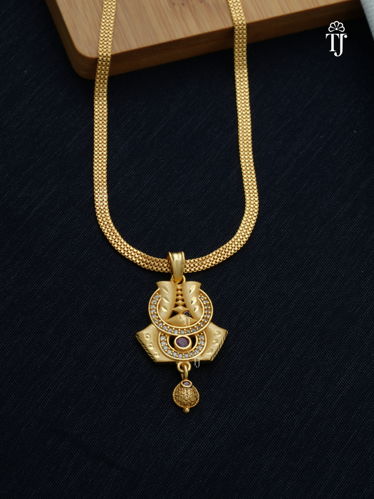 1gm Gold Plated Pendant Set for Women | Radiant Pendant and Earrings Set