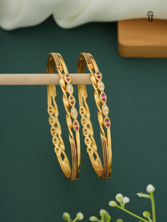 Stylish Oxodise Bangles With Micro Gold Finish Pack Of 2 Pieces ( 1 Pair )