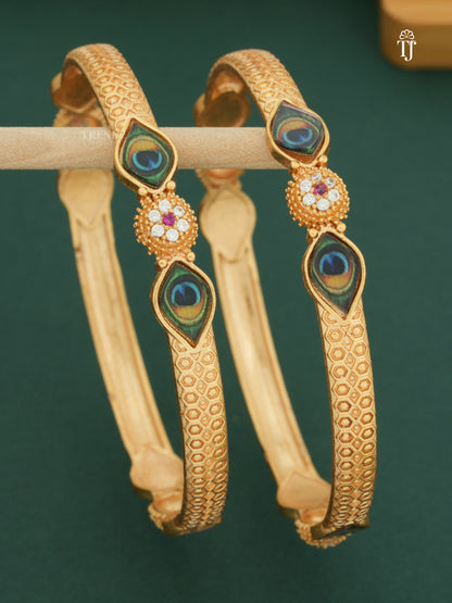 Stylish Morpankh Design Bangles With Pack Of 2 Pieces ( 1 Pair )