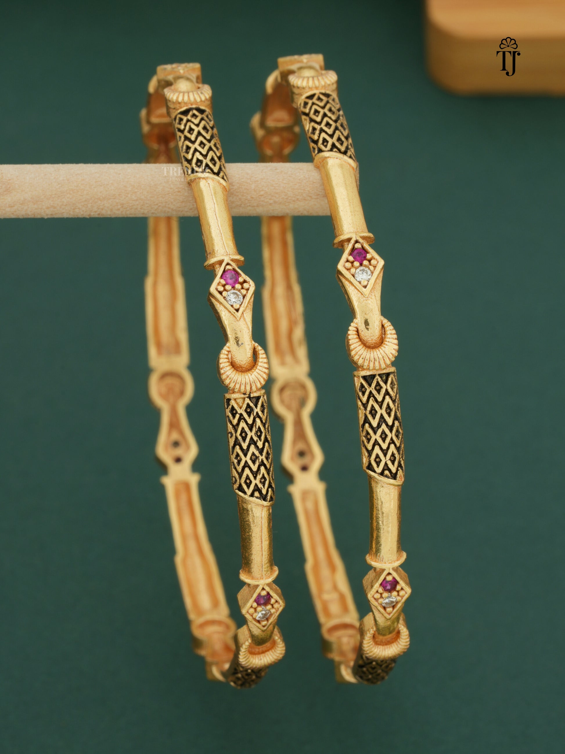 Beautiful Daily Wear Bangles With AD Stones Pack OF 2 Pieces ( 1 Pair )