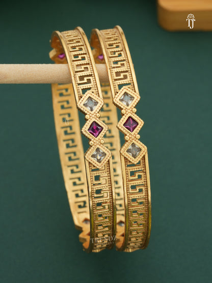 Beautiful Daily Wear Bangles With AD Stones Pack Of 2 Pieces ( 1 Pair )