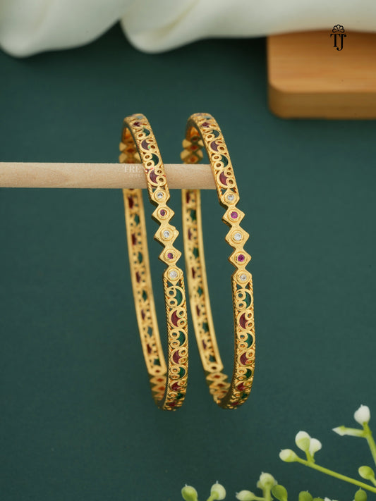 Stylish Beautiful Designer Daily Wear Bangles With Micro Gold Plating pack of 2 Pieces (1 pair)