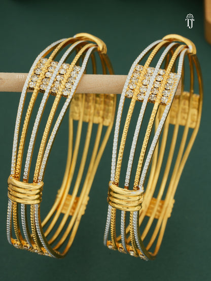 Beautiful Primium Quality Bangles With Silver & Gold Tone Pack Of 2 Pieces (1 Pair )