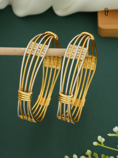 Beautiful Primium Quality Bangles With Silver & Gold Tone Pack Of 2 Pieces (1 Pair )